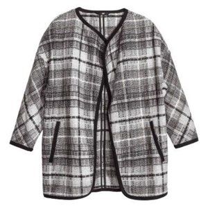 H&M Black/White Plaid Wool Cardigan Jacket